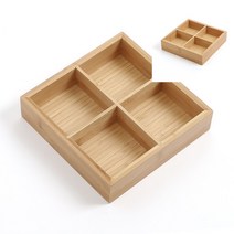 공간박스 4칸 대나무 수납보관함(손잡이형)