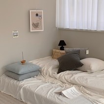 안단테아다지오 부드러운 60수 쿨톤 바이오워싱 먼지없는 북유럽 거실 침대 쇼파 쿠션 방석 맞춤제작, 스카이블루