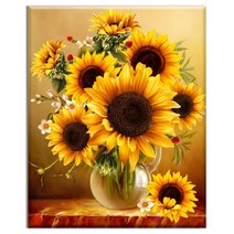 FASEN diy보석십자수 캔버스 형액자 세트 40cm x 50cm, AYW-5해바라기 3