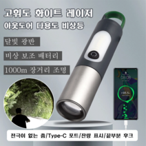 [고휘도 원거리 조명] COB LED 탑재 강광 손전등 led 서치라이트 손전등 신축 주밍 가능 서치라이트, 화이트 GT10