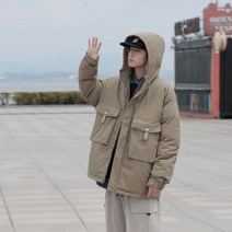 빈티지 사파리 오버사이즈 패딩 코튼 자켓 코트 한국 아웃도어 여행 멀티 포켓 따뜻한 남성용 신제품 겨울 2022