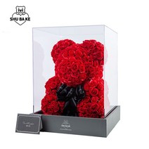 결혼기념일 1주년 선물 곰돌이꽃 장미 곰돌이 a02, 40cm 비누꽃곰 - 은은한 아크릴