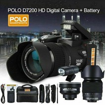 D7200 디지털 카메라 33MP 자동 초점 HD 비디오 카메라 24X + 망원 렌즈 와이드 앵글 렌즈 LED 필 라이트 캠코더, 검은색, 8G 메모리 카드