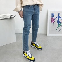 모룸 9부 편한 히든밴딩 밑단 컷팅 찢청 데미지진 2컬러