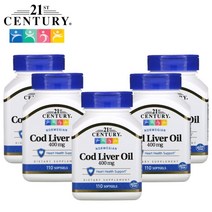 (5팩) 21세기센츄리 노르웨이 대구간유 400mg Cod Liver Oil 오메가3 코드리버오일 110소프트젤