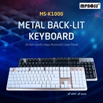 [RAΞ] 엠피보스 LED 키보드 MS-K1000 기계식 고급 멀티 엘이디 부드러운 게이밍 가정용 타입 게임 ▷_8θ270eA, θw_화이트