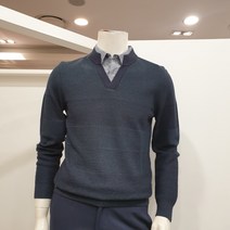 올포유 가을 겨울 캐주얼 니트 남성 스트라이프 패턴 이중에리 스웨터AGSPK8371