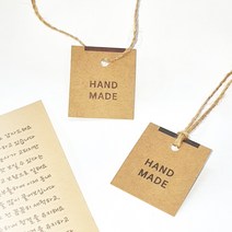 오케이 핸드메이드 크라프트 사각 텍 종이라벨 메모 선물포장용 80매+ 마끈 10M, 80매 10M, 다크그레이+마끈