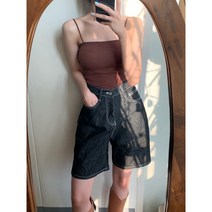 여름 여자 반바지 코튼 5부바지 쿨 데님 면 하프팬츠 청 흑청