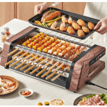 전기 회전식 꼬치구이 기계 바베큐 고기 팬 가정용, 10스틱 베이킹 네트 패키지