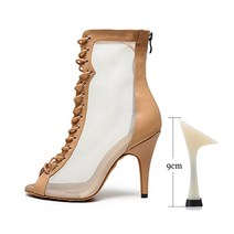 여성 하이팁 볼룸 댄스 신발 루버 깔창 라틴 살사 소녀용 부드러운 바닥 연습, 02 2, 04 beige-9cm