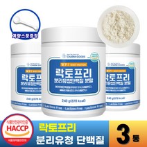 분리유청단백질 WPI 식약청인증 락토프리 유당 분리 제거 유당불내증 고함량 단백질 보충제 여성 남성 근육 프로틴 파우더 쉐이크 (+사은품 증정), 240g, 3개