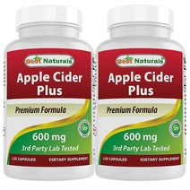 [2병묶음]베스트네츄럴 Apple Cider 애플사이다 사과식초 600mg 120캡슐, 2개, 120개