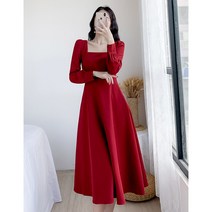 잇츠스타일 스퀘어넥 롱 원피스