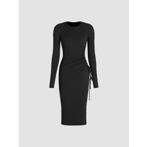 샵사이다 솔리드 셔링 드로스트링 니트 미디 원피스 드레스 CIDER 171949