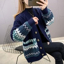 위위브렌 트랜드 루즈핏 루즈핏 브이넥 버튼 니트 가디건