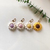 담다방 마크라메 플라워 키링 컬러추가 데이지 해바라기 에어팟키링 열쇠고리 가방고리, 보라