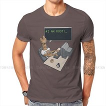코딩로봇 프로그래머 컴퓨터 코드 I am Root T 셔츠 클래식 그래픽 Tshirt 대형 o-넥 반팔, 04 브라운_02 M