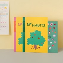 키즈바인더 습관기록장+스티커 초등 노트 어린이 생활계획표 해빗트래커, 습관기록장+스티커 세트 (그린)