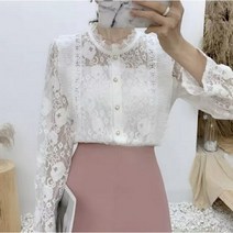 여성 레이스 베이직 스타일 러블리 블라우스
