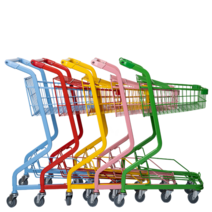 소형 2단 마트 카트 쇼핑 트롤리 매장 핸드카트, A 핑크