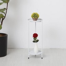Makone 상표등록 골드 원형 철제 사이드 침대 소파 화분 티 테이블, 25 직경 62 하이 화이트