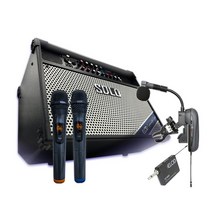 국산 SOLO-400W-STM 스테레오 충전식 포터블 앰프스피커 엘프/리얼마스터 전원 하나로/블루투스/MP3/FM/AUX/리모컨, SOLO400W+색소폰무선마이크