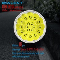 IMALENT MS18 강력한 손전등 100000LMs 방수 충전식 사냥 토치 Cree XHP70 전문 LED 탐조등, 차가운 백색광_검은색 | 리튬 이온 | 영국 플러그