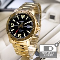 카시오 다이버룩 디자인 남성 스포티 메탈 시계 VD01 골드블랙B