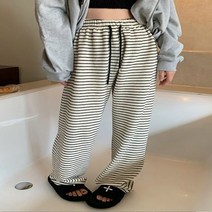 그녀의 신발 메시 캐주얼 밴딩 스트라이프 와이드팬츠