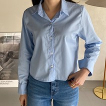 퍼니걸스 6022 데일리 코튼 카라 크롭 셔츠 남방 여성의류