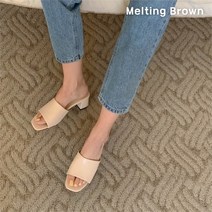 로즈블로썸 멜팅브라운 여성 캐주얼 데일리 뮬 슬리퍼 미들힐 9color (8259037)