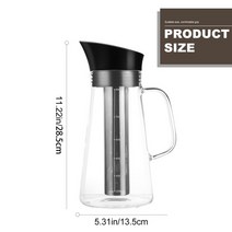 올인원 콜드브루 더치 커피 메이커 기구 콜드 브루 포트 대용량 물 주전자 유리 우유, 1500ml28.5x13.5x12cm