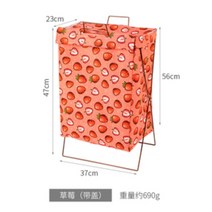 세탁 옷 빨래 바구니 접이식 분리수거 쓰레기통 다용도, 단일사이즈, 딸기(뚜껑 포함)