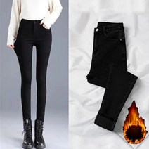 2022 하이 웨이스트 스트레치 청바지 여성 겨울 플러스 벨벳 패딩 연필 바지 슬림 패션 레깅스가 외부에 착용