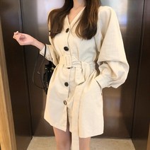 드레스날다 뉴욕 가을 벨트 퍼프 트렌치 원피스(mops1108)