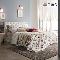 [디아스침대] 엘레강스 가죽헤드 평상형 침대프레임 퀸(Q), 프레임+천연라텍스 독립매트리스