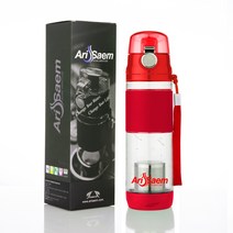 아리샘 미네랄 알칼리 수소수 생성 휴대용 보틀 텀블러 600ml 알카스톤, 레드