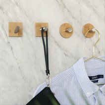 탈의실 락커룸벽 무타공 강력부착 스텐 옷걸이 후크 2개 도어훅 쇠고리 쇠걸이 행거, 원목사각옷걸이타입