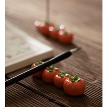 하이따거 수채화 서예 도구 붓 받침 홍시 모양 도자기 문방사우, 1개
