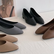 천연양가죽 세미 스틸레토 플랫 펌프스 4color (3cm)