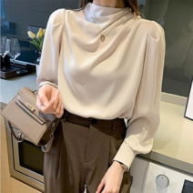 차르르블라우스 우아한 여성 블라우스 넥버튼 실크 샤인새틴 실켓 공단 차르르블라우스 3color