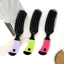 형광 쿠션 브러쉬(Middle) 헤어브러쉬 쿠션빗 헤어브러시 볼팁브러쉬 브러시 마사지브러쉬 브러쉬 마사지빗 쿠션브러시 머리빗, 2 퍼플