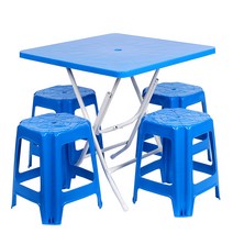지오리빙 포장마차 테이블 의자 세트, 사각 사각(블루)