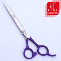 FENICE-6.75 ”전문 미용 가위 보라색 핸들 스트레이트 절단 가위 일본 440C 애완견 용품, 6.75 inch