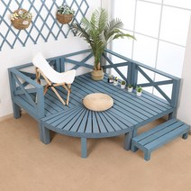 평상마루 조립식 야외 테이블 평상 옥상 단독주택, 스텝페달길이90x폭30x높이30cm스모그블루