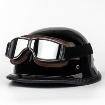 감성 제 2 차 세계 대전 독일 바이크 오토바이 헬멧 Motorcross Capacete 레트로 반 매트 밝은 검정 도금 방지 탄소 섬유 ABS, [01] L, [02] 2