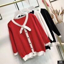 가바바 여성 가디건 나비 넥타이 스웨터 니트 브이넥 가디건 G55814