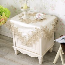 SKANDSALO 식탁보 유럽풍 레이스 전원 에어컨 커버 사각탁자 패브릭 거실 방진마스크 침대협탁 덮개천, T01-라이트브라운색, C01-60*60cm무중심 레이스