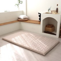 양면누빔 바닥에 까는 3단 접이식 무지 요매트(매트커버+매트솜 포함) S/SS/Q 자체제작, 아이보리